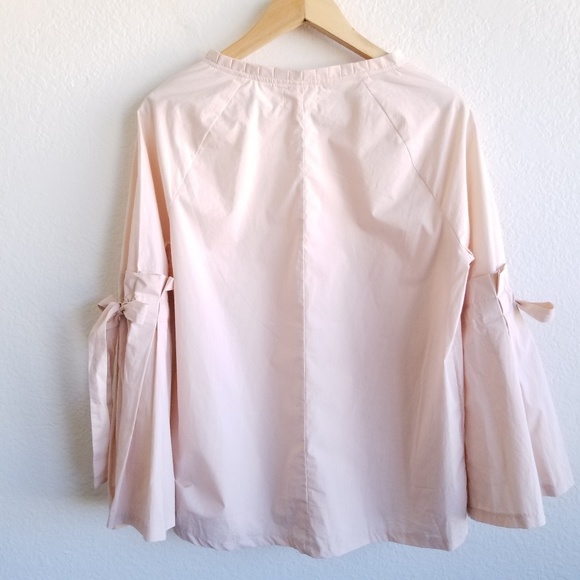 Melloday Bow Tie Bell Sleeve Blouse 100% Cotton Pl - Picture 4 of 8